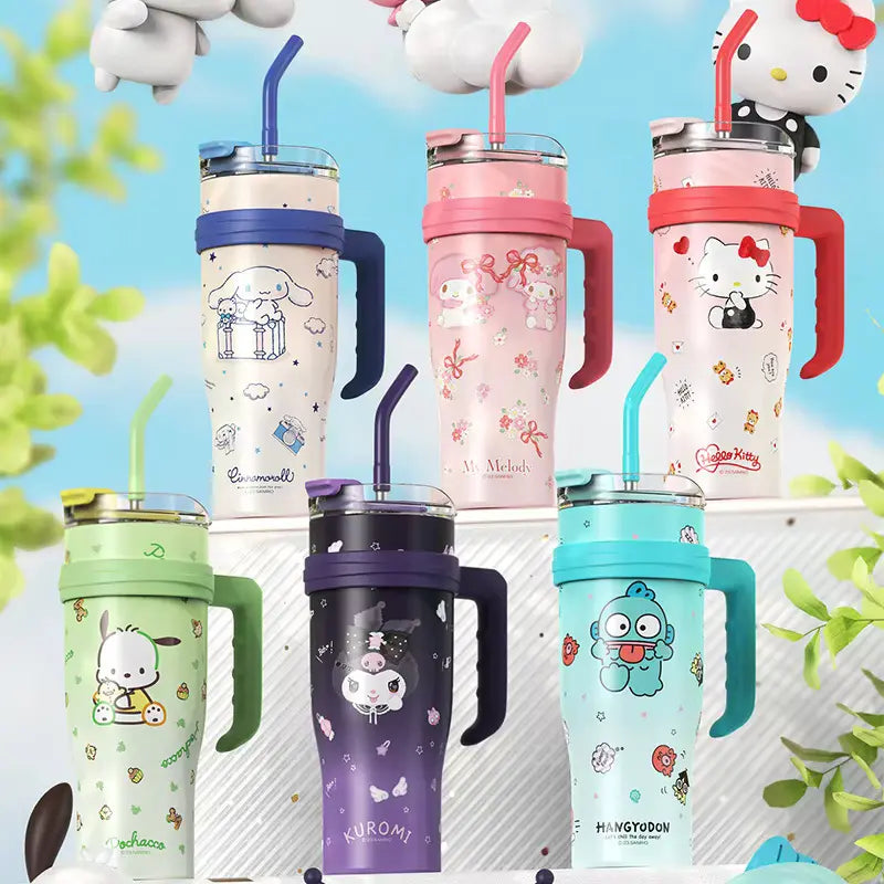 Cute Hello Kitty Stainless Steel Tumbler With Straw 1200 ML