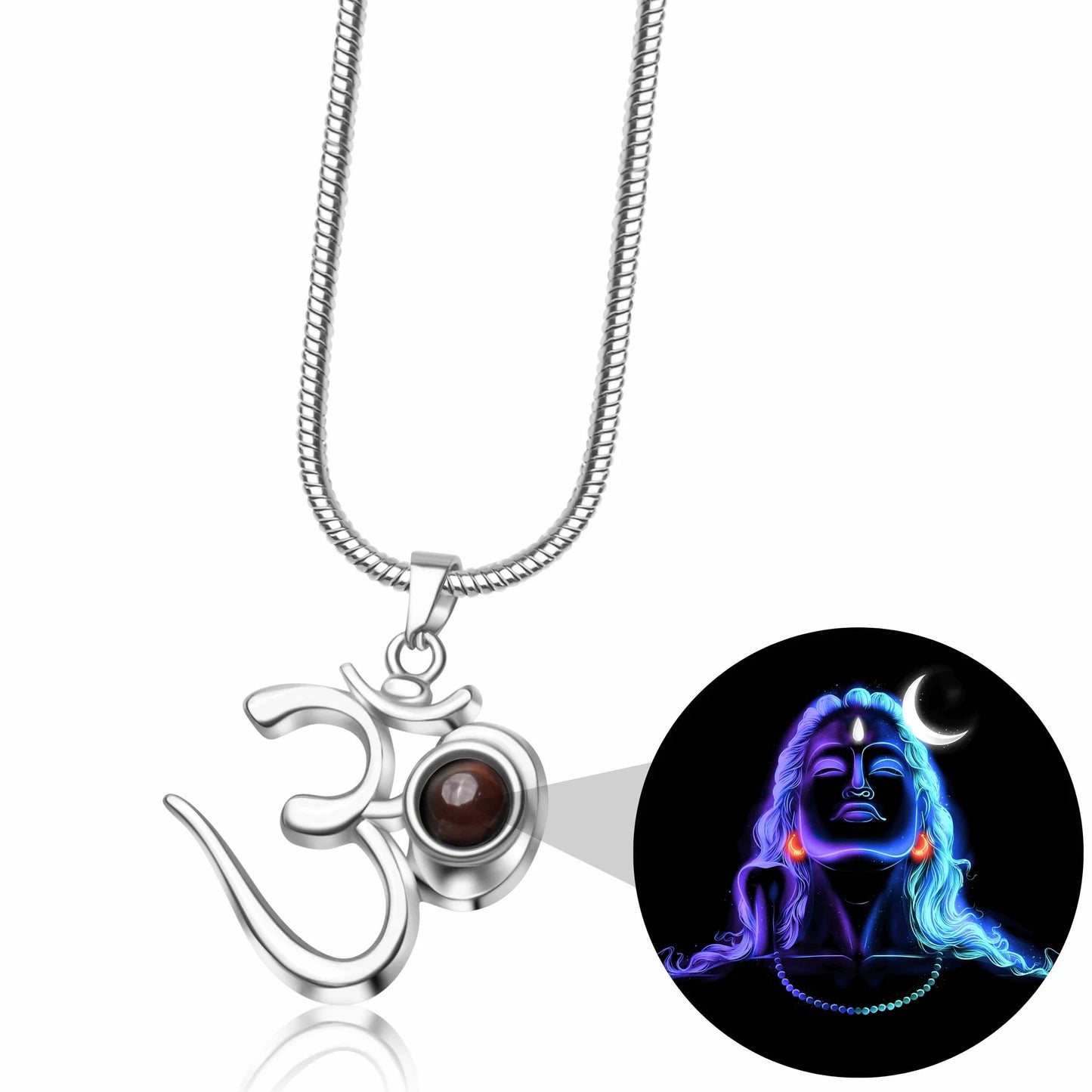 Shiva Om Pendent With Adi Yogi Photo
