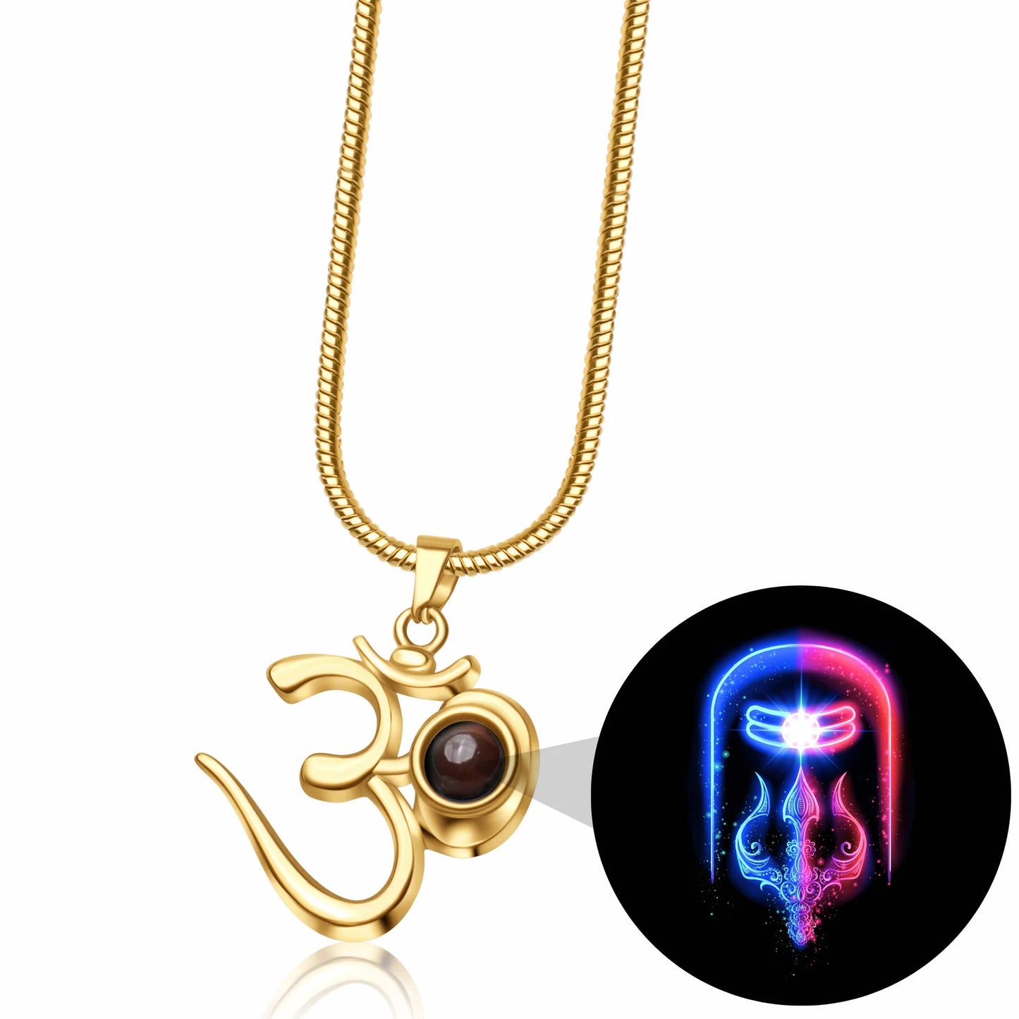 Shiva Om Pendent With Adi Yogi Photo