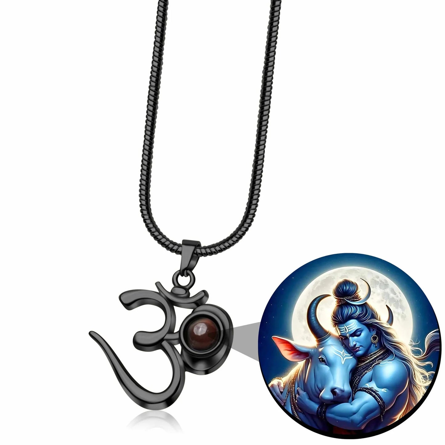Shiva Om Pendent With Adi Yogi Photo
